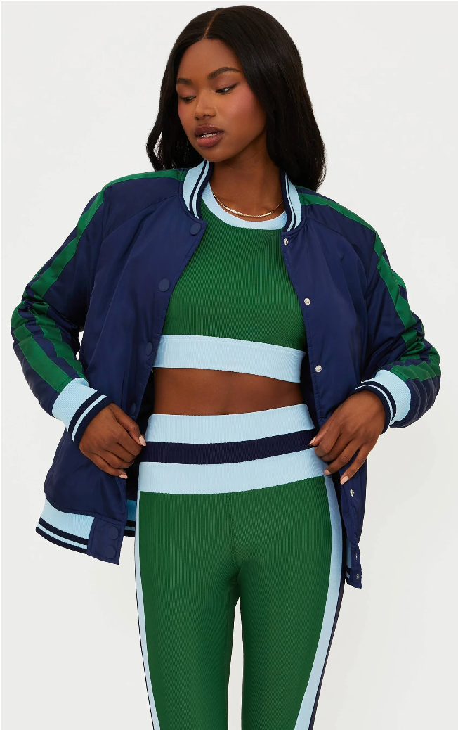 Beach Riot Flight Jacket Ivy Colorblock