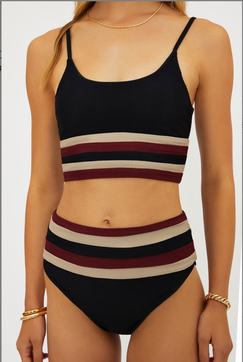 Beach Riot Millie Bottom Maroon Merlot Colorblock