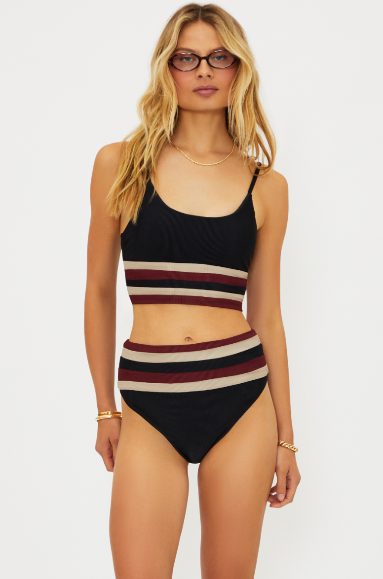 Beach Riot Millie Bottom Maroon Merlot Colorblock