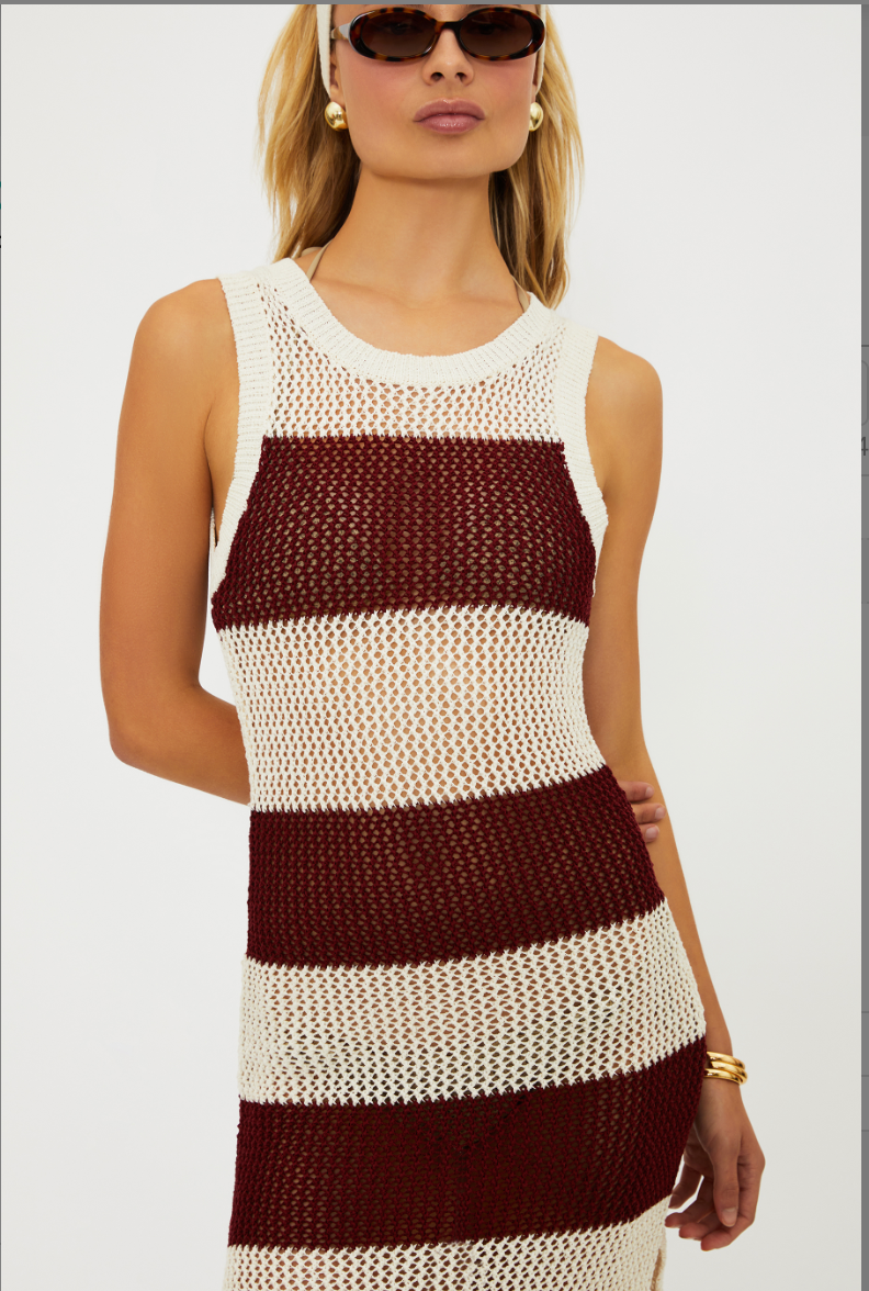 Beach Riot Holly Rose Dress Merlot Stripe