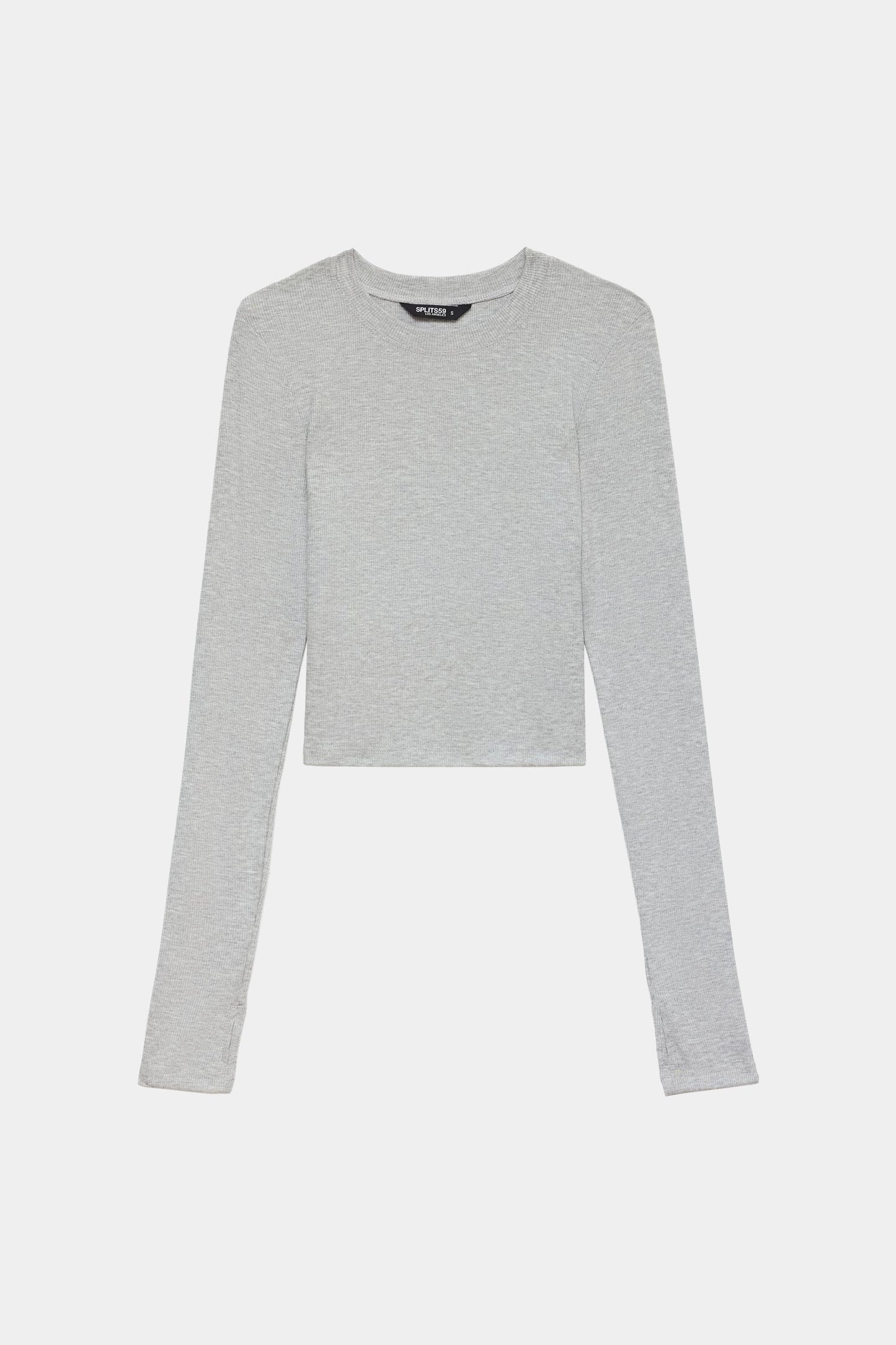 Splits59 Louise Rib Long Sleeve Crop - Heather Gray