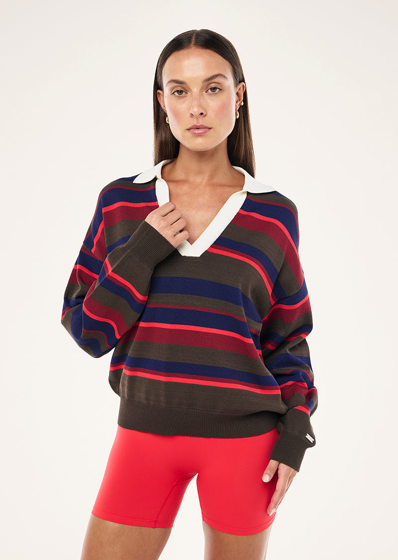 P.E Nation Retreat Stripe Collar Knit