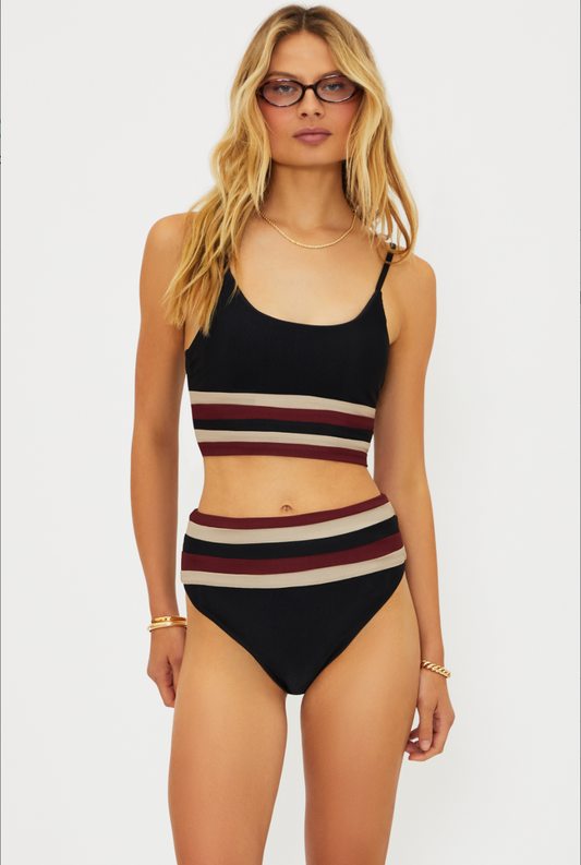 Beach Riot Mae Top Maroon Merlot Colorblock