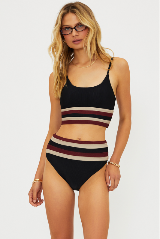 Beach Riot Millie Bottom Maroon Merlot Colorblock