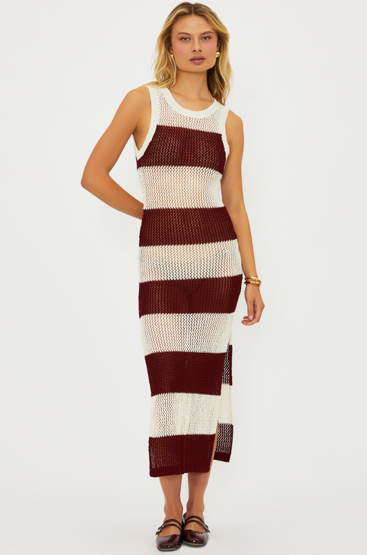 Beach Riot Holly Rose Dress Merlot Stripe