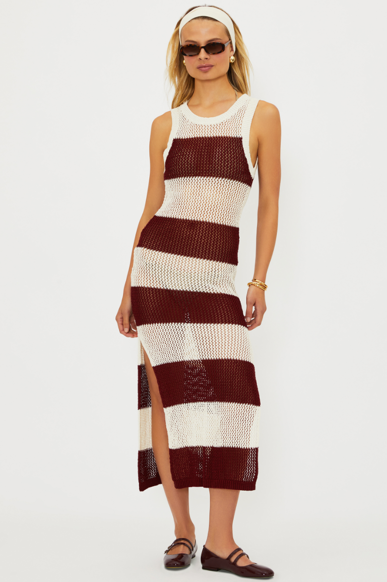 Beach Riot Holly Rose Dress Merlot Stripe