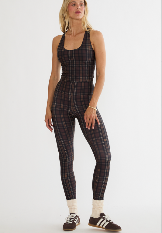Beach Riot Piper Legging Chocolate Bar Plaid