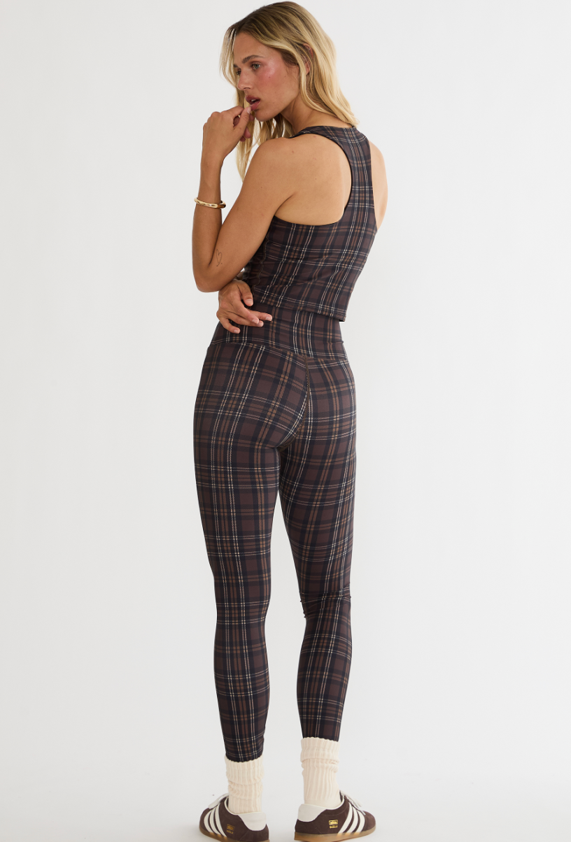 Beach Riot Piper Legging Chocolate Bar Plaid