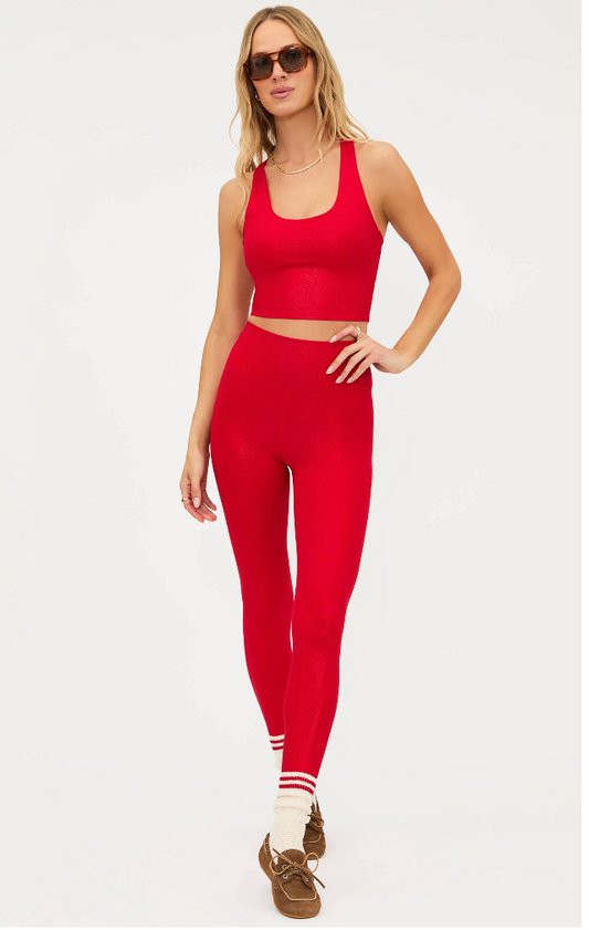 Beach Riot Piper Legging Red Shine Waffle