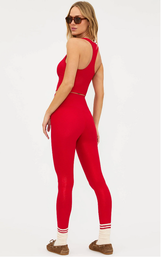 Beach Riot Piper Legging Red Shine Waffle