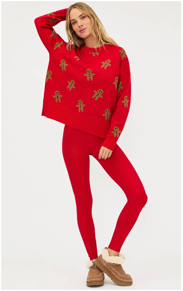 Beach Riot Piper Legging Red Shine Waffle