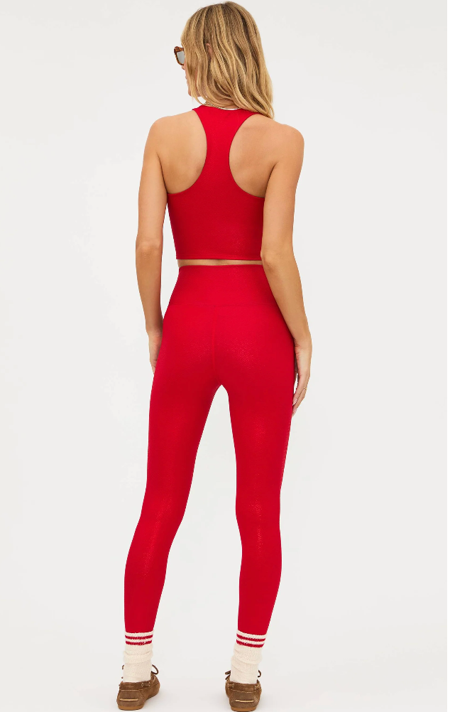 Beach Riot Piper Legging Red Shine Waffle